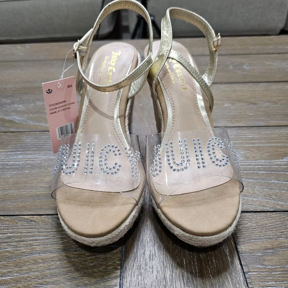 Juicy Couture Cristall Espadrille Wedge Sandals, Women's Size 8, NWT